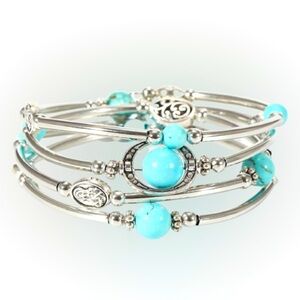 NWT - Western Turquoise Natural Stone Multi Layer Bangle Bracelet